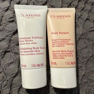Clarins Travel Body Set in White and Pale Pink Tubes